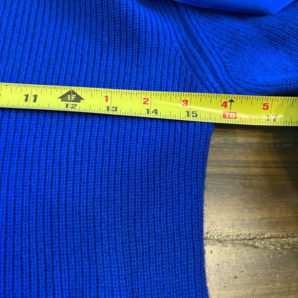 RtA Millie Tie Neck Sweater 100% Cashmere Silk Royal Blue Small Scarf Cut Out - Picture 10 of 15